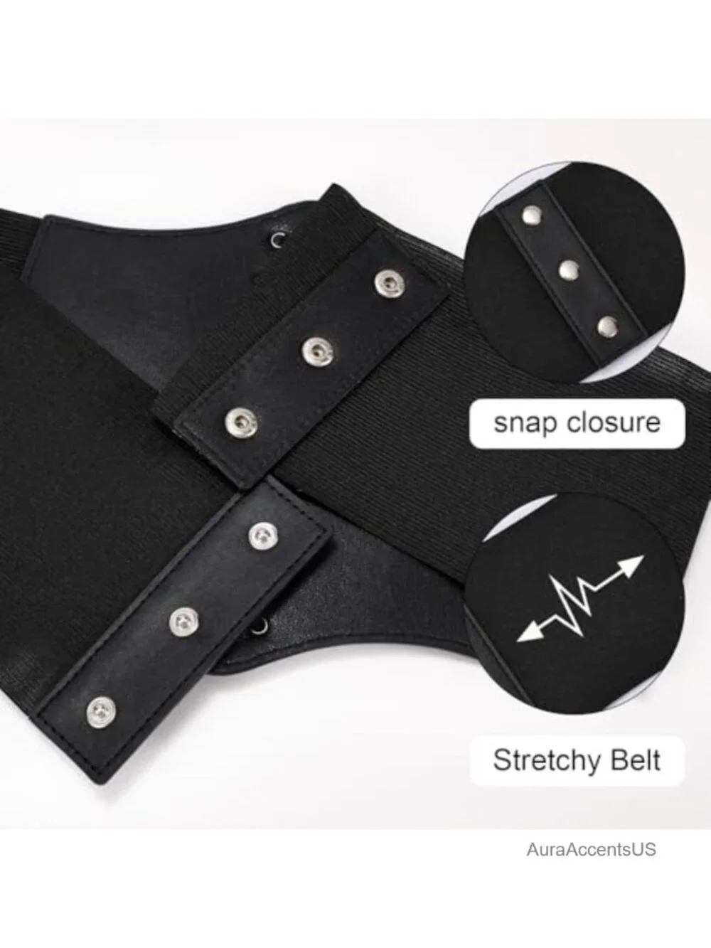 Wide PU Leather Corset Belt Lace-Up Waspie Waist Cincher for Dresses & Costumes